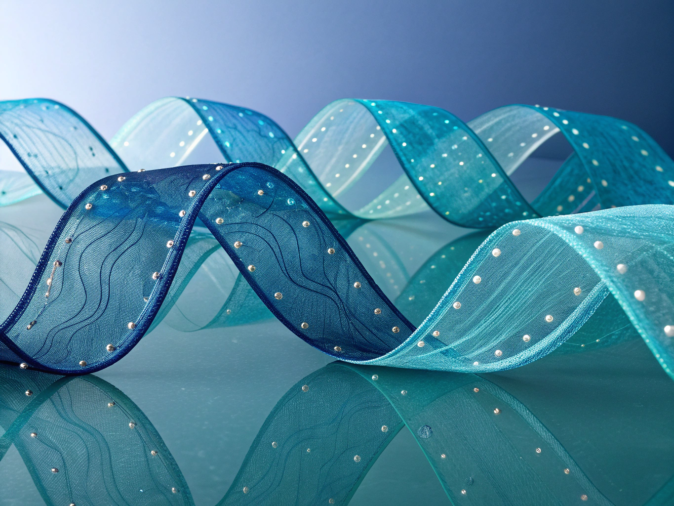 Fluid wave patterns representing optimized operational workflows